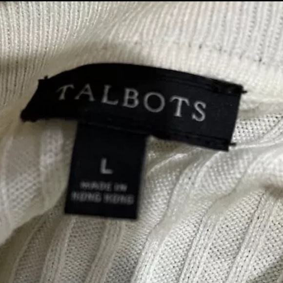 Talbots Ivory Ribbed Knit Turtleneck Sweater L - Picture 5 of 5